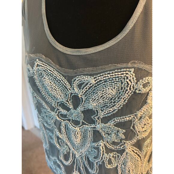 Blue Frost Beaded Tulle Top Black Label Urban Outfitters - Picture 5 of 10